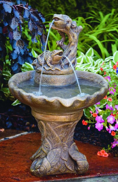 One Tier Frog Leaf Fountain with Leaf Pedestal